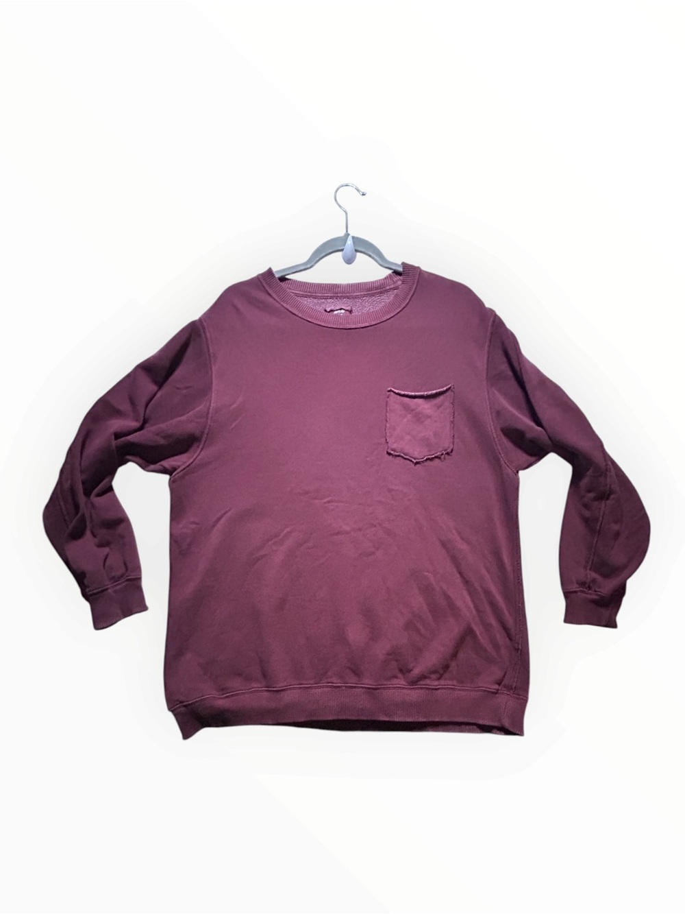 aerie Men's Burgundy Crewneck Pocket Sweatshirt